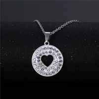 Wholesale Jewelry Simple Hollow Heart-shaped Round Pendant Necklace Nihaojewelry main image 2