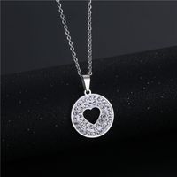 Wholesale Jewelry Simple Hollow Heart-shaped Round Pendant Necklace Nihaojewelry main image 3