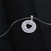 Wholesale Jewelry Simple Hollow Heart-shaped Round Pendant Necklace Nihaojewelry main image 4