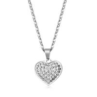 Wholesale Jewelry Simple Heart-shaped Inlaid Diamond Pendant Stainless Steel Necklace Nihaojewelry main image 6