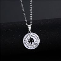 Wholesale Jewelry Simple Hollow Tree Of Life Round Pendant Stainless Steel Necklace Nihaojewelry main image 3