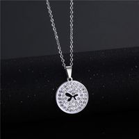 Wholesale Jewelry Simple Hollow Butterfly Round Pendant Stainless Steel Necklace Nihaojewelry main image 3