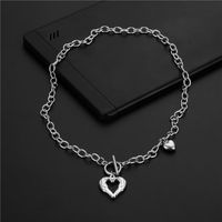 Wholesale Jewelry Retro Hollow Heart-shaped Pendant Ot Buckle Stainless Steel Necklace Nihaojewelry main image 3