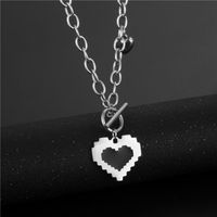 Wholesale Jewelry Fashion Black Dripping Oil Heart-shaped Pendant Stainless Steel Necklace Nihaojewelry main image 4