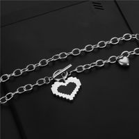 Wholesale Jewelry Fashion Black Dripping Oil Heart-shaped Pendant Stainless Steel Necklace Nihaojewelry main image 5