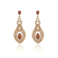 Nihaojewelry Bohemian Style Water Drop Shaped Rice Beads Acrylic Long Earrings Wholesale Jewelry sku image 1