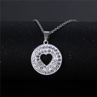 Wholesale Jewelry Simple Hollow Heart-shaped Round Pendant Necklace Nihaojewelry sku image 1