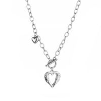 Wholesale Jewelry Retro Hollow Heart-shaped Pendant Ot Buckle Stainless Steel Necklace Nihaojewelry sku image 1
