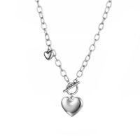 Wholesale Jewelry Retro Heart-shaped Pendant Ot Buckle Stainless Steel Necklace Nihaojewelry sku image 1