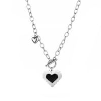 Wholesale Jewelry Fashion Black Dripping Oil Heart-shaped Pendant Stainless Steel Necklace Nihaojewelry sku image 1