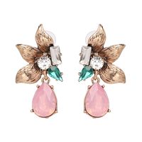 Nihaojewelry Wholesale Jewelry New Alloy Colorful Diamond Flower-shaped Earrings sku image 1