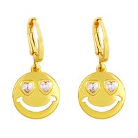 Nihaojewelry Wholesale Jewelry Simple Peach Heart Eye Expression Copper Earrings sku image 1