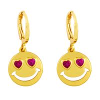 Nihaojewelry Wholesale Jewelry Simple Peach Heart Eye Expression Copper Earrings sku image 2