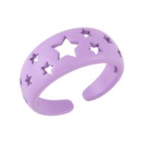 Wholesale Jewelry Simple Candy Color Hollow Five-pointed Star Copper Ring Nihaojewelry sku image 3