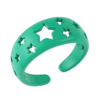 Wholesale Jewelry Simple Candy Color Hollow Five-pointed Star Copper Ring Nihaojewelry sku image 4