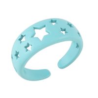 Wholesale Jewelry Simple Candy Color Hollow Five-pointed Star Copper Ring Nihaojewelry sku image 6