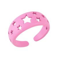 Wholesale Jewelry Simple Candy Color Hollow Five-pointed Star Copper Ring Nihaojewelry sku image 7