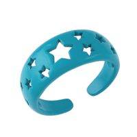 Wholesale Jewelry Simple Candy Color Hollow Five-pointed Star Copper Ring Nihaojewelry sku image 8