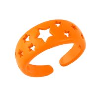 Wholesale Jewelry Simple Candy Color Hollow Five-pointed Star Copper Ring Nihaojewelry sku image 9