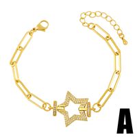 Nihaojewelry Wholesale Jewelry New Simple Thick Chain Geometric Five-pointed Star Palm Bracelet sku image 1