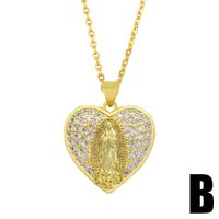 Nihaojewelry Wholesale Jewelry New Heart-shaped Diamond-studded Virgin Mary Necklace sku image 2