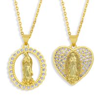 Nihaojewelry Bijoux En Gros Nouveau Collier Vierge Marie En Forme De Coeur Serti De Diamants main image 1
