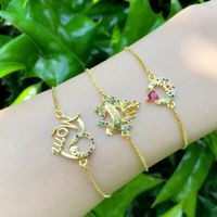Nihaojewelry Wholesale Jewelry Letter Heart-shaped Colored Zircon Adjustable Pull Bracelet main image 1