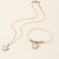 Nihaojewelry Großhandel Schmuck Intarsierte Perlenkrone Anhänger Armband Halskette Set main image 5