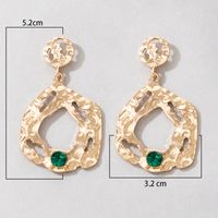 Nihaojewelry Wholesale Jewelry Retro Golden Geometric Round Green Rhinestone Earrings main image 3