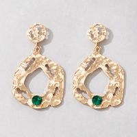 Nihaojewelry Wholesale Jewelry Retro Golden Geometric Round Green Rhinestone Earrings sku image 1