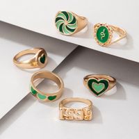 Nihaojewelry Wholesale Jewelry Simple New Avocado Green Heart Windmill Snake Ring Set Of 6 main image 4