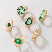Nihaojewelry Wholesale Jewelry Simple New Avocado Green Heart Windmill Snake Ring Set Of 6 sku image 1