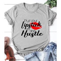 Wholesale Camiseta De Manga Corta Con Estampado De Letras De Labios Casuales Nihaojewelry sku image 18