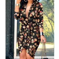 Nihaojewelry Fashion V-neck Tie-up Printing Long-sleeved Shirt Dress Wholesale sku image 12