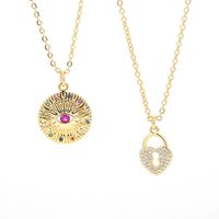 Nihaojewelry Wholesale Jewelry Geometric Disc Devil's Eye Pendant Micro-inlaid Zircon Necklace main image 6