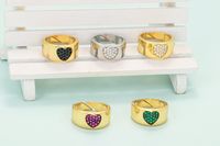 Wholesale Jewelry Heart-shaped Two-color Copper Micro-inlaid Zircon Open Ring Nihaojewelry main image 3