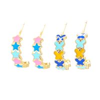 Nihaojewelry Korean Style Color Drip Oil C-shaped Star Butterfly Earrings Wholesale Jewelry main image 1