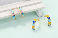 Nihaojewelry Korean Style Color Drip Oil C-shaped Star Butterfly Earrings Wholesale Jewelry main image 3