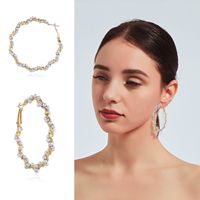 Nihaojewelry Wholesale Jewelry Retro Golden Geometric Round Big Pearl Earrings main image 1