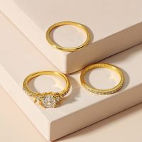 Nihaojewelry Wholesale Jewelry Simple Geometric Alloy Diamond 3-piece Ring main image 3