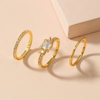 Nihaojewelry Wholesale Jewelry Simple Geometric Alloy Diamond 3-piece Ring main image 4