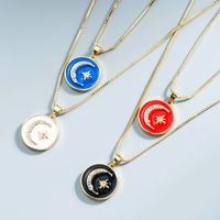 Wholesale Jewelry Copper Dripping Oil  Star Moon Round Necklace Nihaojewelry main image 1