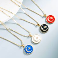 Wholesale Jewelry Copper Dripping Oil  Star Moon Round Necklace Nihaojewelry main image 3
