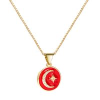 Wholesale Jewelry Copper Dripping Oil  Star Moon Round Necklace Nihaojewelry main image 6