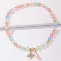 Wholesale Jewelry Transparent Color Beaded Butterfly Pendant Necklace Nihaojewelry main image 4