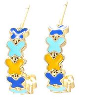 Nihaojewelry Korean Style Color Drip Oil C-shaped Star Butterfly Earrings Wholesale Jewelry sku image 2