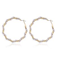 Nihaojewelry Wholesale Jewelry Retro Golden Geometric Round Big Pearl Earrings sku image 1
