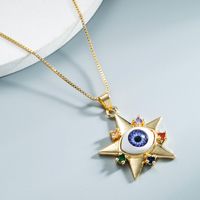 Wholesale Jewelry Demon Eye Copperzircon Star Eye Pendant Necklace Nihaojewelry sku image 3