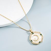 Wholesale Jewelry Geometric Moon Sun Pendant Copper Necklace Nihaojewelry sku image 3