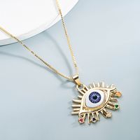 Wholesale Jewelry Copper Inlaid Zircon Eye Pendant Necklace Nihaojewelry sku image 3